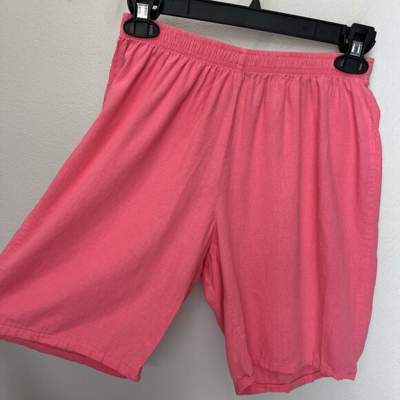 C.D. Petites | Pink Linen Blend Bermuda Shorts Petite Medium Barbie Vintage Y2K - Picture 3 of 4